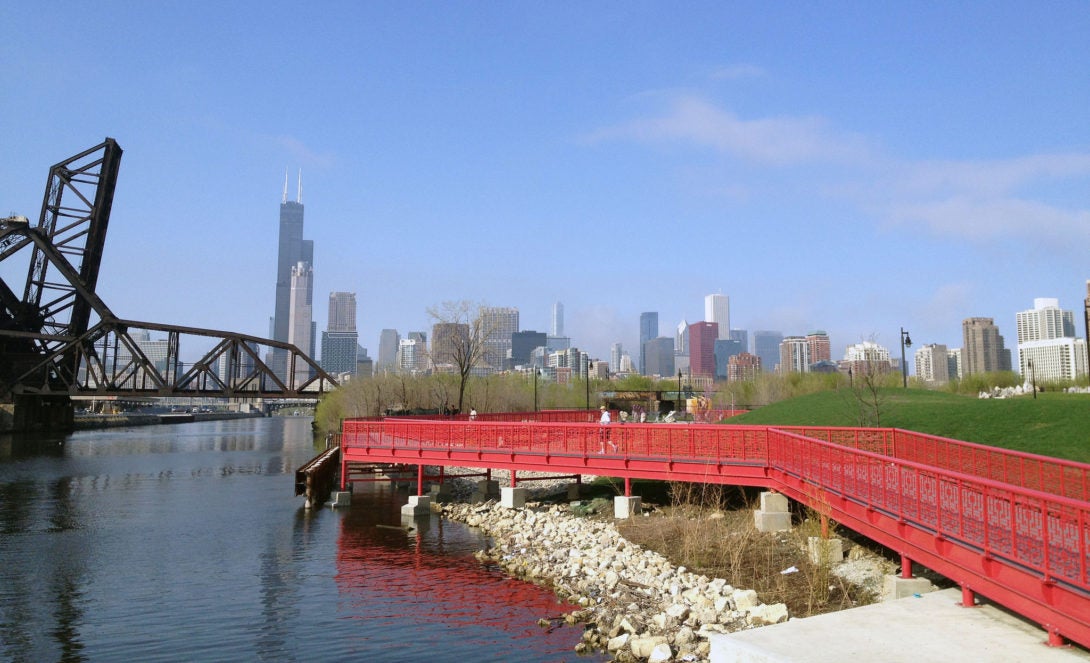 The Chicago River and the skyline