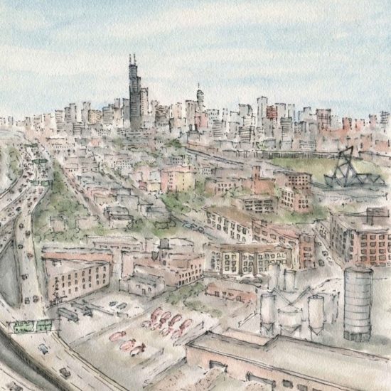 Landscape drawing of Chicago